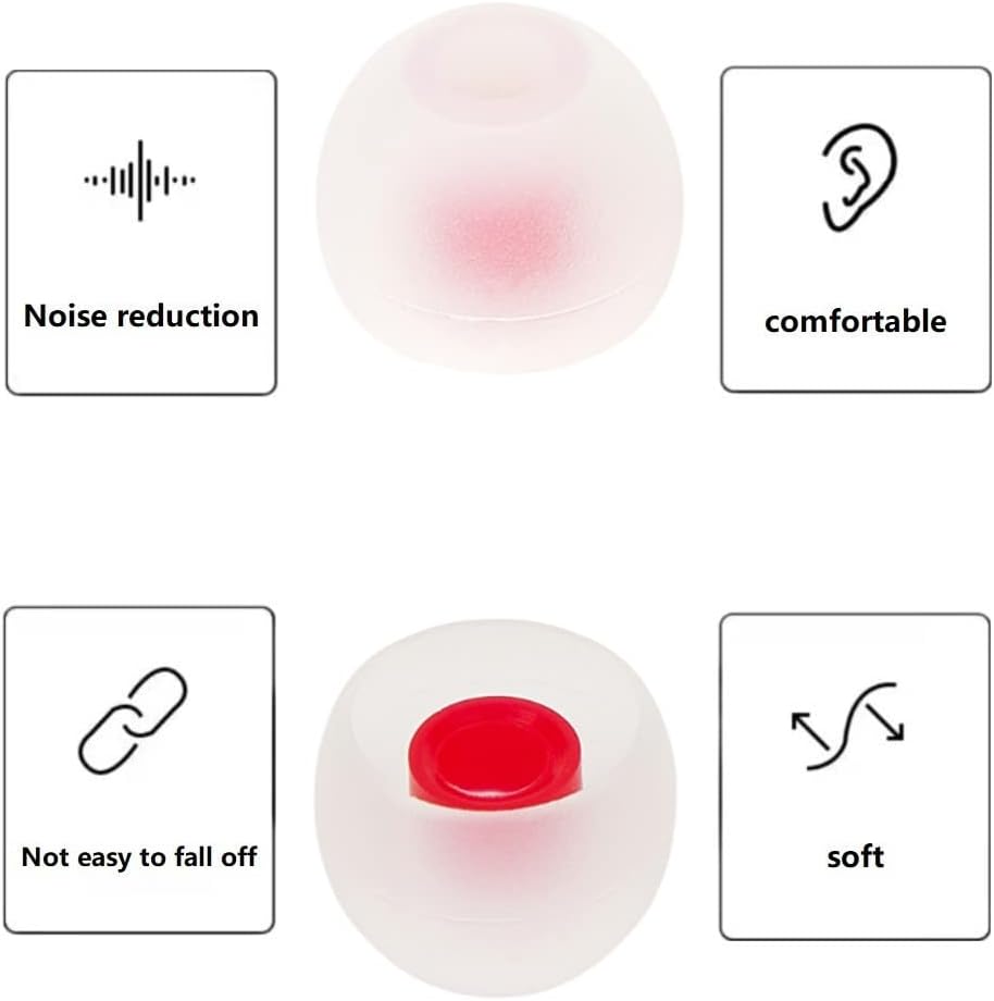36 Pieces Small Earbud Tips Soft and Comfortable Ear Bud Replacement Pieces Silicone Fit Most in-Ear Headphones，Inner Hole 3.8mm -5.5mm，Small White and Red Replacement Eartips