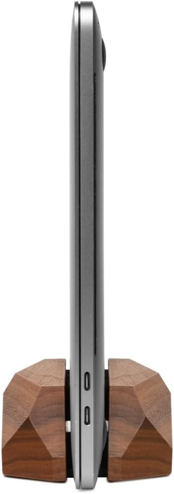 Oakywood Vertical Laptop Stand Wood - Adjustable Wooden Dock for Desk, Compatible with All MacBook Pro, MacBook Air, iPad, Handmade Walnut Oak Wood, Computer Stand, Laptop Holder