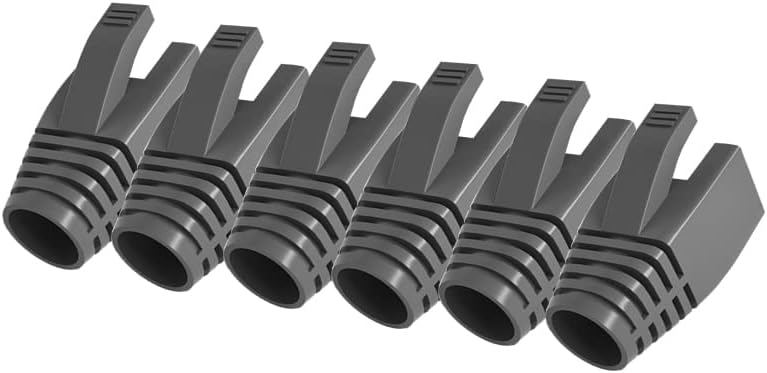 50 Pcs Cat7 Cat7A Cat8 Strain Relief Boot, RJ45 Plug Connector Cover Modular Network Plug Connector Cap Cable Connector Boots, Darkgrey