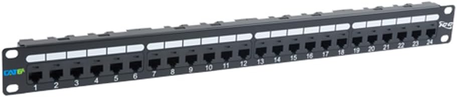 ICC CAT6A Patch Panel, UL Listed & PoE++ Rated 10 Gigabit Applications, Rackmount 24 Port 1U 19-Inch Network Patch Panel with Rear 110 IDC Terminal Blocks for Gigabit Network Switch, Black