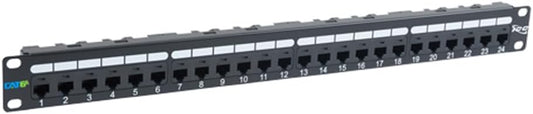 ICC CAT6A Patch Panel, UL Listed & PoE++ Rated 10 Gigabit Applications, Rackmount 24 Port 1U 19-Inch Network Patch Panel with Rear 110 IDC Terminal Blocks for Gigabit Network Switch, Black