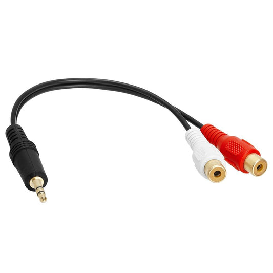 3.5mm 6 in Mini Plug to 2 RCA Female Audio Stereo Adapter 6 inch Cable