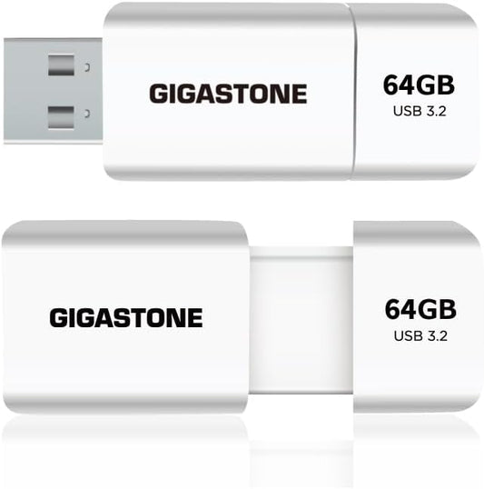 GIGASTONE 64GB Flash Drive (2 Pack) Z60 USB 3.2 Gen 1, 100MB/s Ultra Fast, Retractable Capless Slider Design, Data Storage, Backup for PC/Mac/TV/Car Audio, USB 2.0/3.0/3.1 Compatible