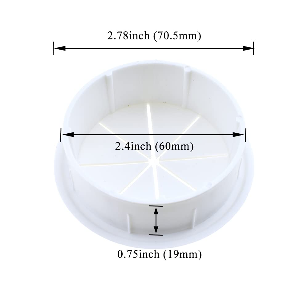 HAHIYO 2Pcs 2.4Inch/60mm White ABS Plastic Eight-petaled Desk Grommet Wire Grommet Cable Management Cord Hole Cover Desk Wire Hole Insert Wire Organizer for Computer Office Home School Equipment