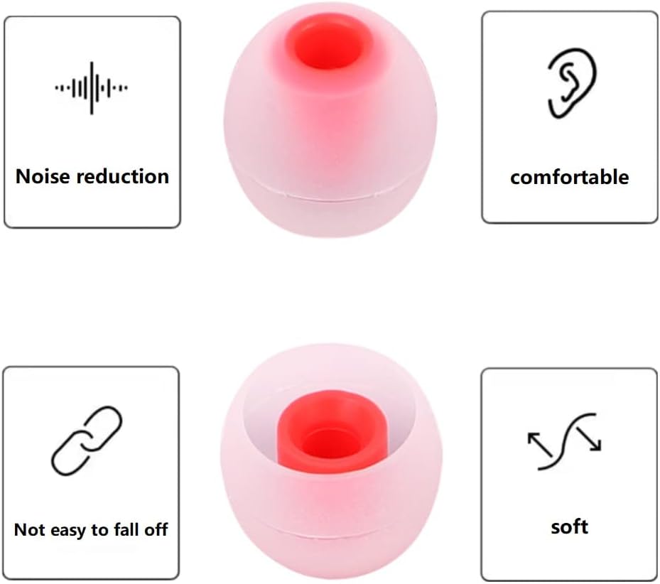 Earbud Replacement Tips Silicone Earbud Tips Headphone Earbud Tips Ear Gels Fit for Inner Hole from 3.8mm - 5.1mm Earphones 9 Pairs S/M/L Clear Red