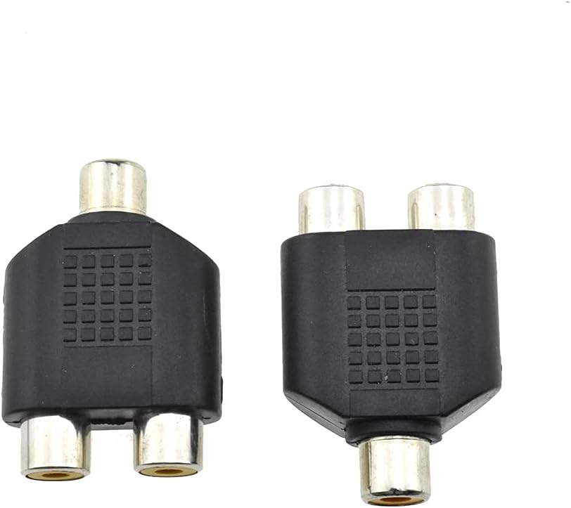 Hahiyo 3 RCA F-2x3.4 RCA F Stereo Plug Interconnect Audio One Male 3.4mm(1/8inch) Two Male 3mm(1/8inch) Adapter Splitter Good Signal Sound Snap Tight Not Wobble for Headphone Guitar Black 2pcs