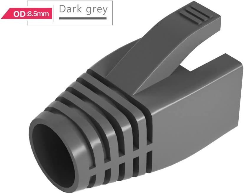 50 Pcs Cat7 Cat7A Cat8 Strain Relief Boot, RJ45 Plug Connector Cover Modular Network Plug Connector Cap Cable Connector Boots, Darkgrey