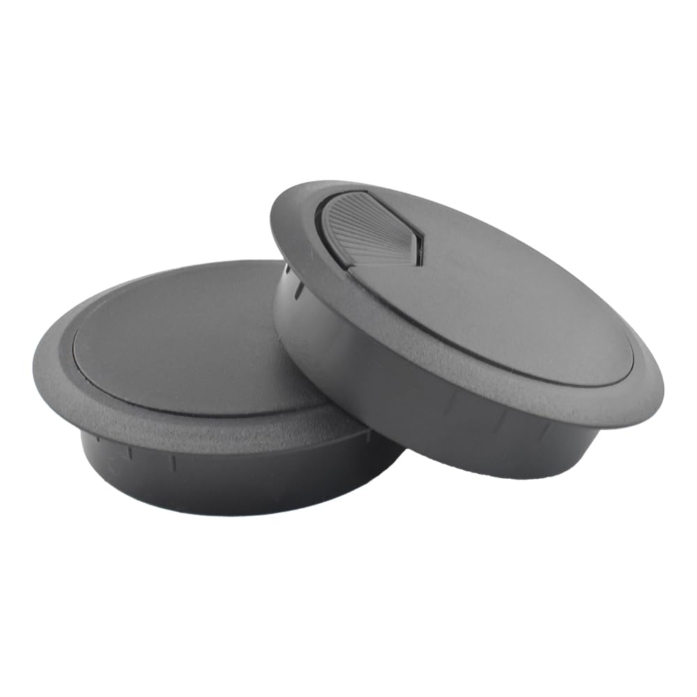 HAHIYO 2Pcs 3.15Inch/80mm Black ABS Plastic Sector-Shaped Desk Grommet Wire Grommet Cable Management Cord Hole Cover Desk Wire Hole Insert Wire Organizer for Computer Office Home Equipment System