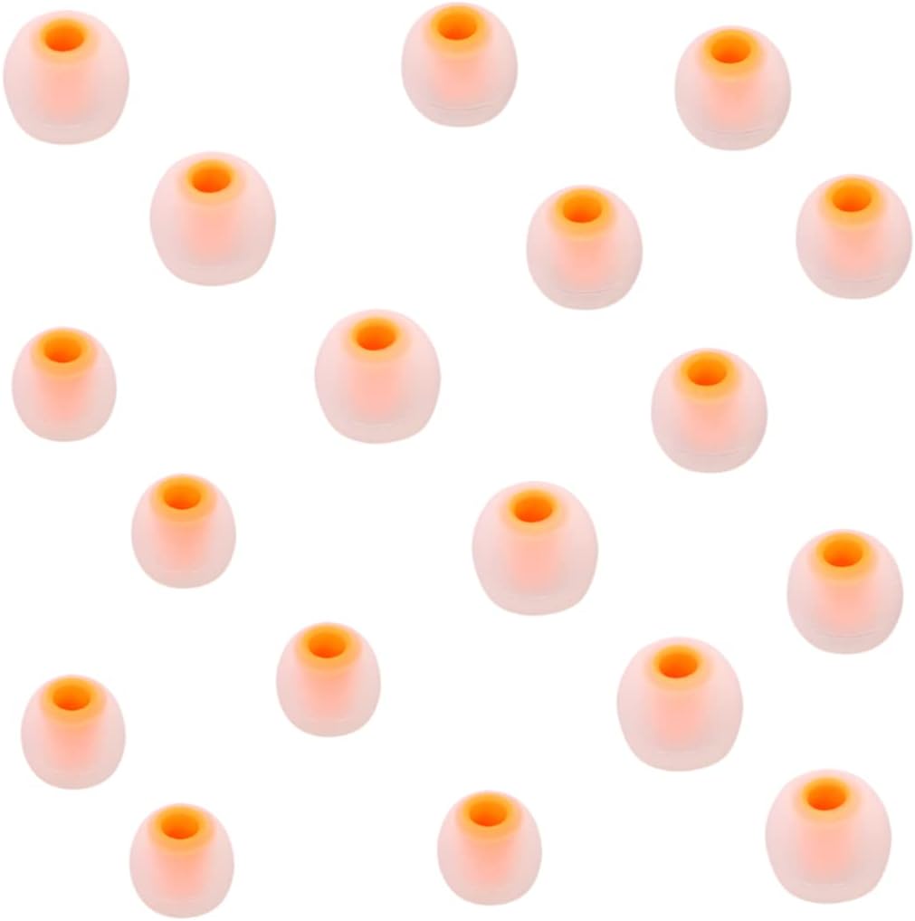 Earbuds Replacement Tips Silicone Earbud Tips Ear Gels Fit for Inner Hole from 3.8mm - 5.1mm Earphones 9 Pairs S/M/L Clear Orange