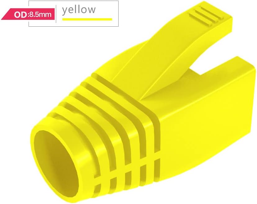 50 Pcs Cat7 Cat7A Cat8 Strain Relief Boot, RJ45 Plug Connector Cover Modular Network Plug Connector Cap Cable Connector Boots, Yellow