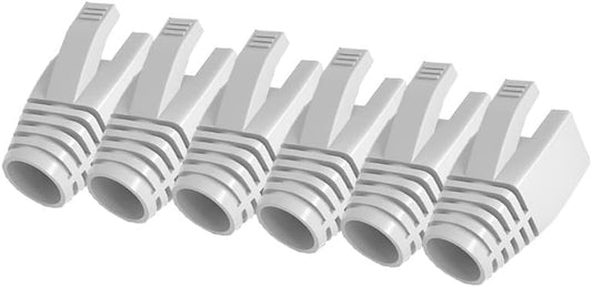 50 Pcs Cat7 Cat7A Cat8 Strain Relief Boot, RJ45 Plug Connector Cover Modular Network Plug Connector Cap Cable Connector Boots, White