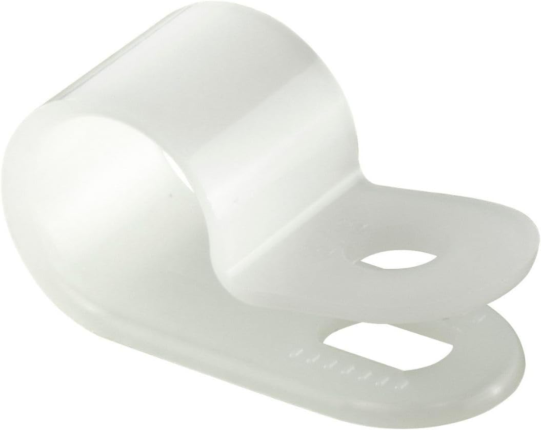 GTSE White Nylon Plastic Cable Clamps, 3/8" Screw Mounts for Cable, Rope, Tube Management, 100 Pack