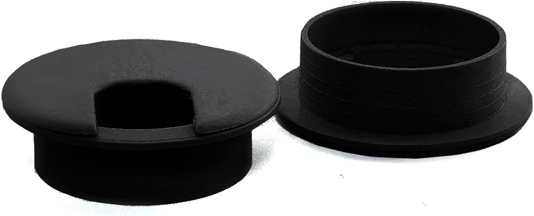 2pcs 2 Inch Desk Wire Cord Cable Grommets Hole Cover for Office PC Desk Cable Cord Organizer Plastic Cover (Black-2Pcs)