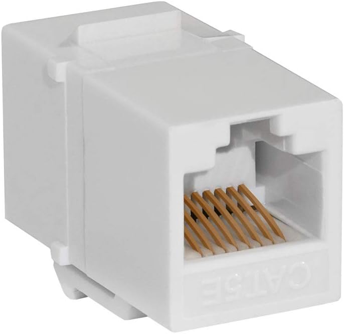 Cmple - Cat5e Inline Coupler Type Keystone Jack, Female to Female RJ45 Inline Coupler for Computer Networks, Laptops, Monitors - White