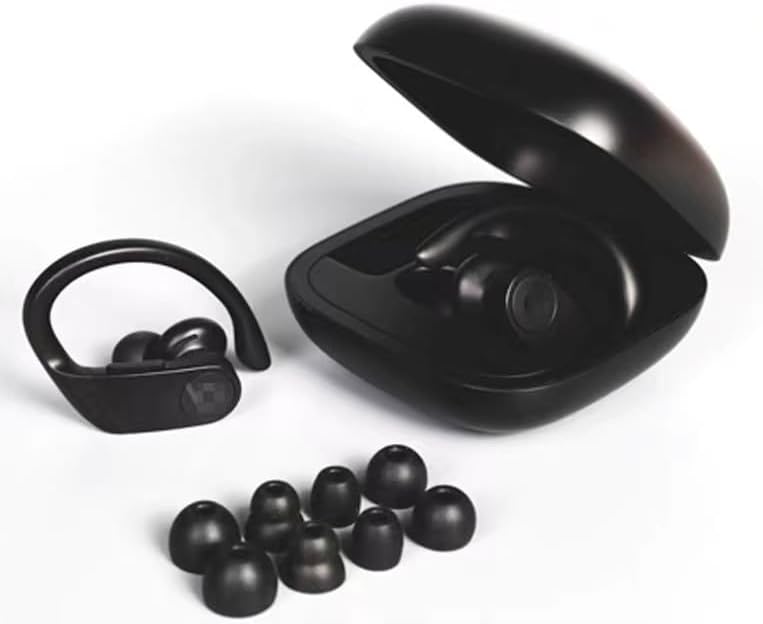 8 Pairs Replacement Silicone Earbuds Tips for Powerbeats Pro & Beats Flex/BeatsX Headphones, 4 Sizes Soft Flexible Noise Reduction Eartips Compatible with Beats Flex Earbuds Replacement Tips (Black)