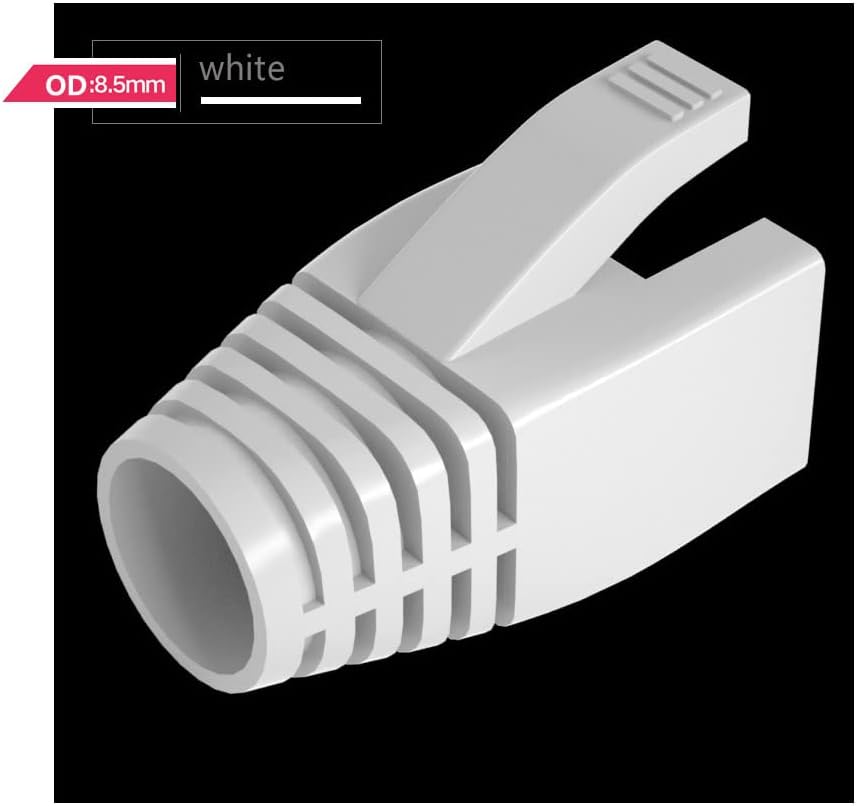 50 Pcs Cat7 Cat7A Cat8 Strain Relief Boot, RJ45 Plug Connector Cover Modular Network Plug Connector Cap Cable Connector Boots, White