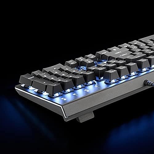 i-rocks K75M Illuminated Mechanical Keyboard, 104 Keys, PBT Keycaps, Backlit LED Light and Shortcut Keys - Programmable Light & Macro Recorder (Cherry MX Red Switch, Black)