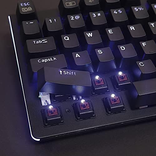 i-rocks K75M Illuminated Mechanical Keyboard, 104 Keys, PBT Keycaps, Backlit LED Light and Shortcut Keys - Programmable Light & Macro Recorder (Cherry MX Red Switch, Black)