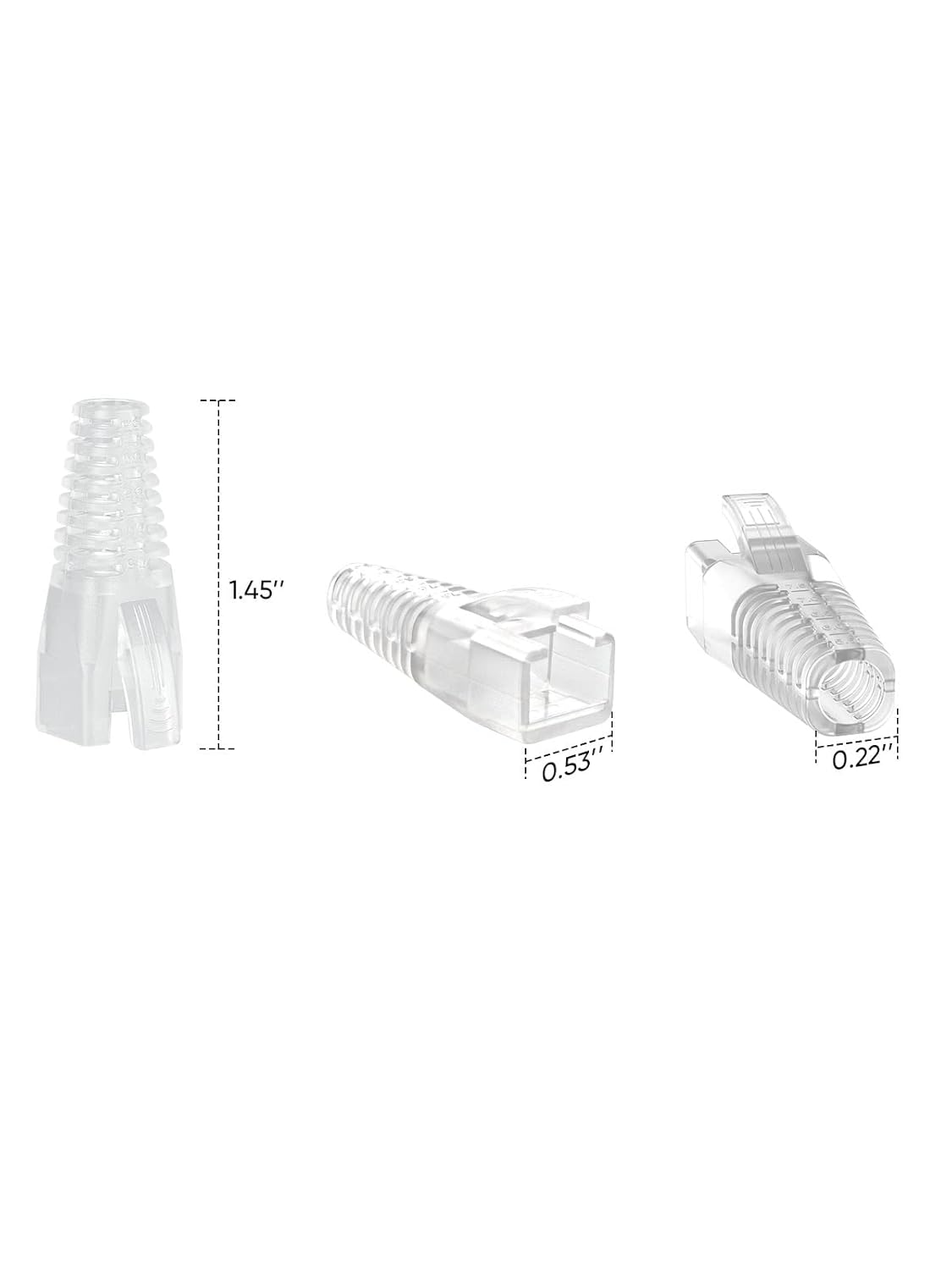 CableCreation RJ45 Ethernet Network Cable Strain Relief Boot 50-Pack Fits Cat5, Cat5e, Cat6, Cat6a, Color Coded Connector Plug Cover for Various Diameter LAN Cable, Transparent
