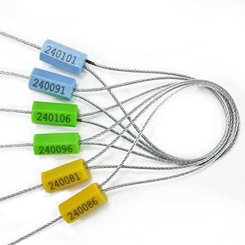 20" Cable Seals Tamper Proof Security Tags Steel Wire Seal Numbered Garden Marking Label Lock Strip Self-Locking Seal Length 50 CM (Pack of 100pcs)