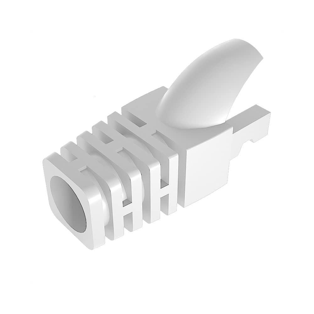 50 Pcs Cat5 Cat5E Cat6 Strain Relief Boot, RJ45 Plug Connector Cover Modular Network Plug Connector Cap Cable Connector Boots, White