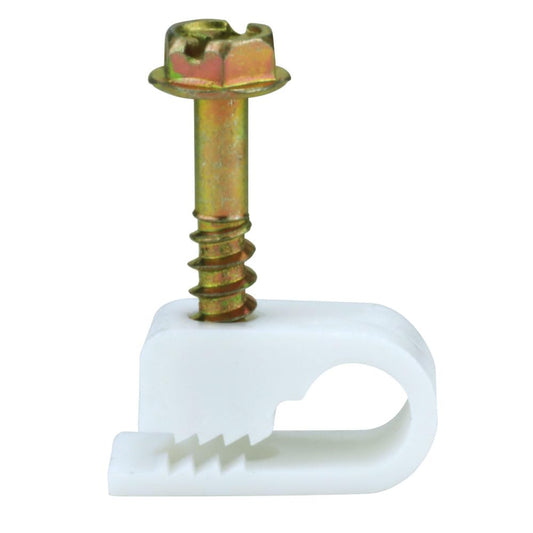 Skywalker Flexible Single Cable Screw Clips (Pack of 100 / White)
