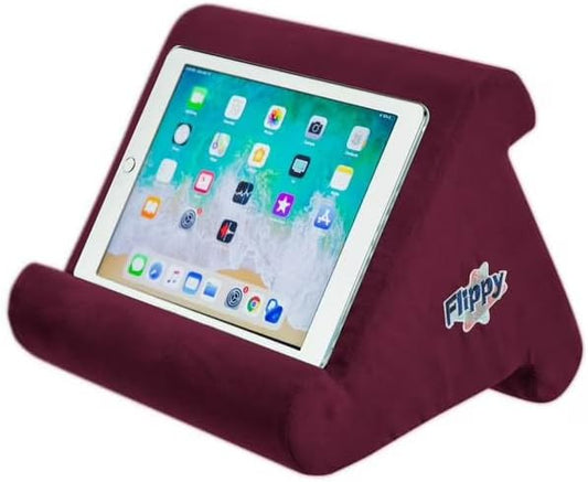 Flippy Tablet Pillow Stand and Holder for Lap, Desk and Bed, Multi-Angle with Storage, Compatible with Kindle, Fire, Samsung Galaxy (Nebbiolo Red)