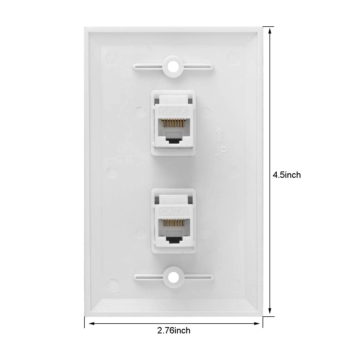 Ethernet Wall Plate, 2 Port Cat 6 RJ45 Keystone Female to Female Wall Plate Compatible with Cat7/6/6e/5/5e Ethernet Devices