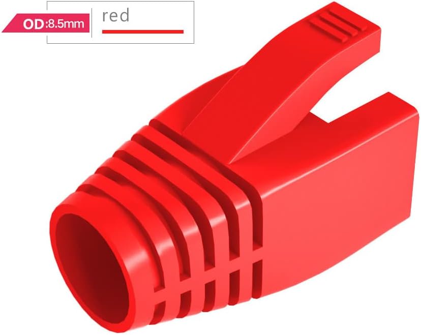 50 Pcs Cat7 Cat7A Cat8 Strain Relief Boot, RJ45 Plug Connector Cover Modular Network Plug Connector Cap Cable Connector Boots, Red