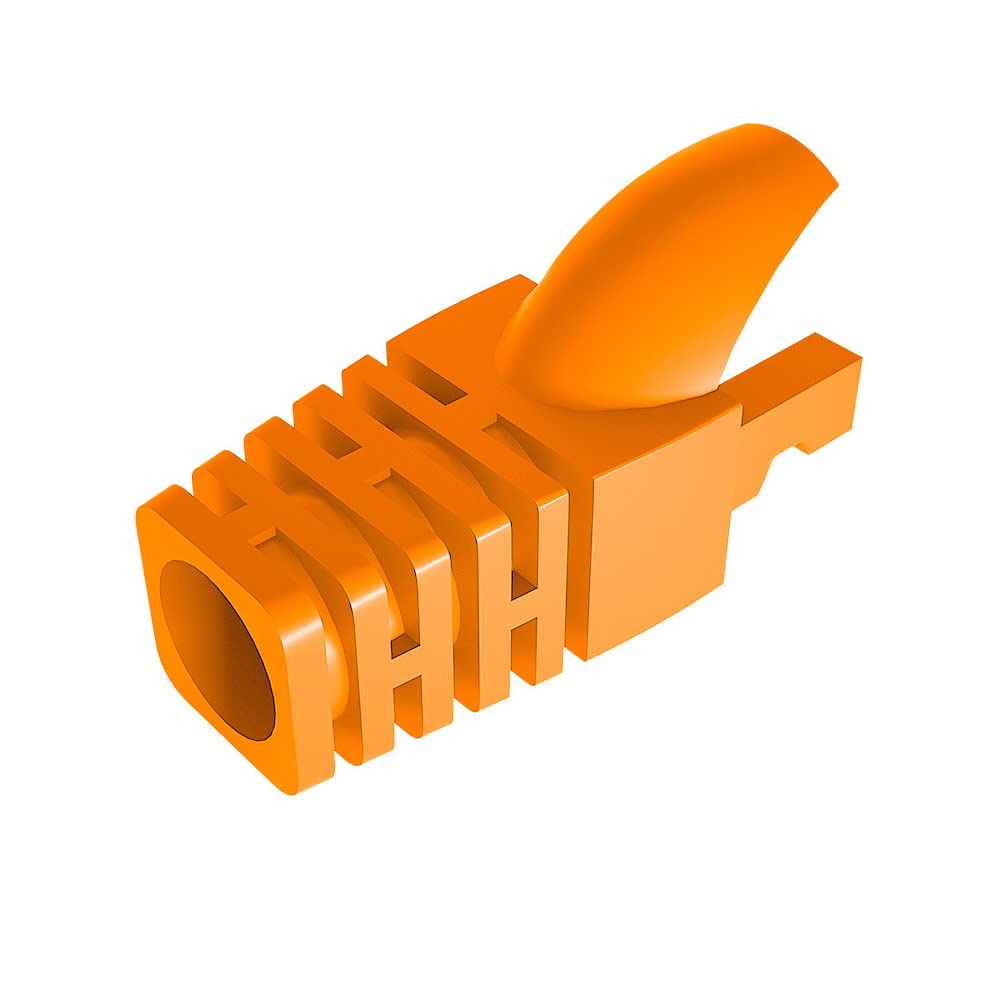 50 Pcs Cat5E Cat6 Strain Relief Boots, RJ45 Plug Connector Cover Modular Network Plug Cap, Orange