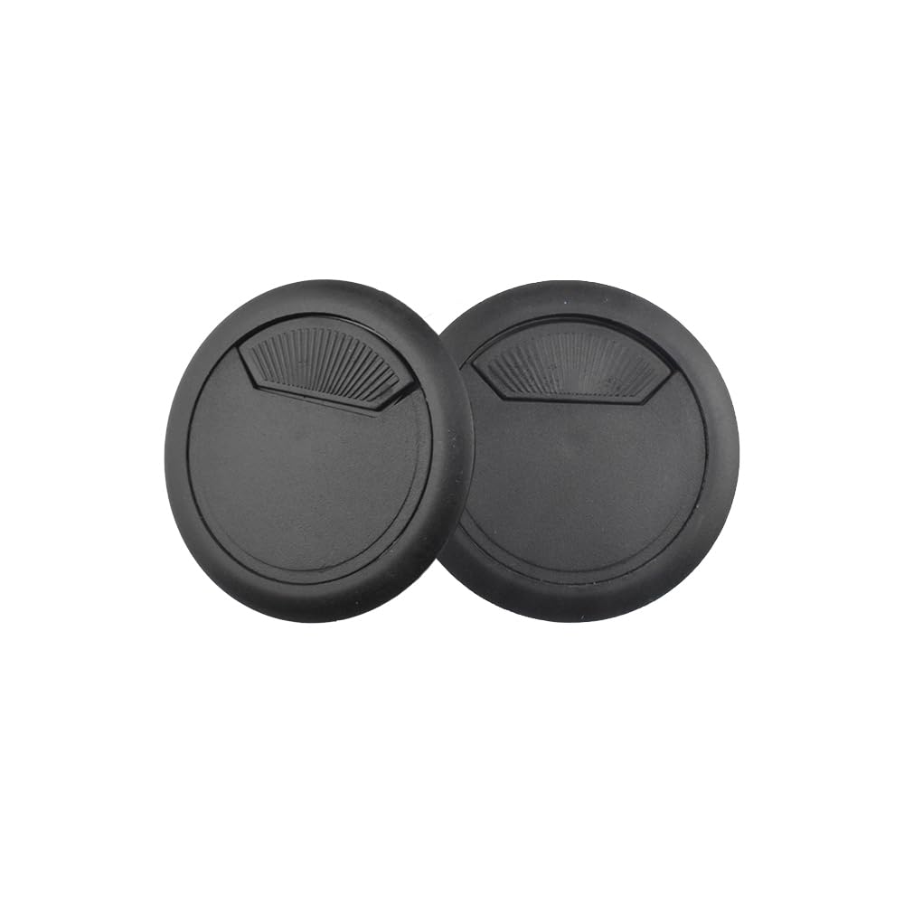 HAHIYO 2Pcs 2.4Inch/60mm Black ABS Plastic Sector-Shaped Desk Grommet Wire Grommet Cable Management Cord Hole Cover Desk Wire Hole Insert Wire Organizer for Computer Office Home Equipment System