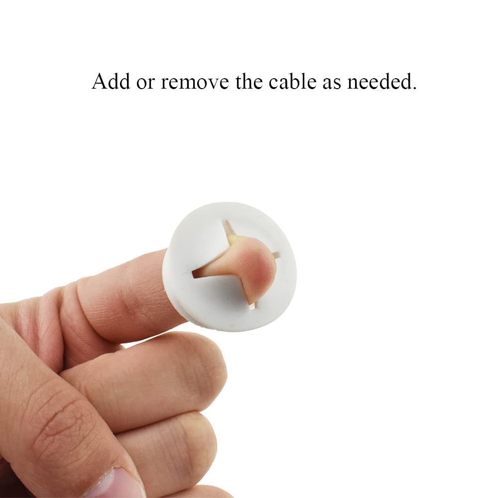 HAHIYO 4Pcs 1Inch/25mm White Flexible Rubber Desk Grommet Wire Grommet Cable Management Cord Hole Cover Desk Wire Hole Insert Wire Organizer for Computer Office Home School Equipment Systems
