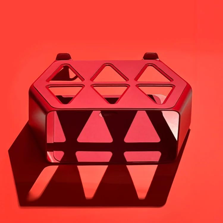 NUMIN Facet Laptop Station Red | Laptop Tabletop Stand Tall Height Ventilated | Sturdy Rust Free Metal Design | Anti Slip leatherite Surface | Compatible for MacBook, HP, Dell, Lenovo