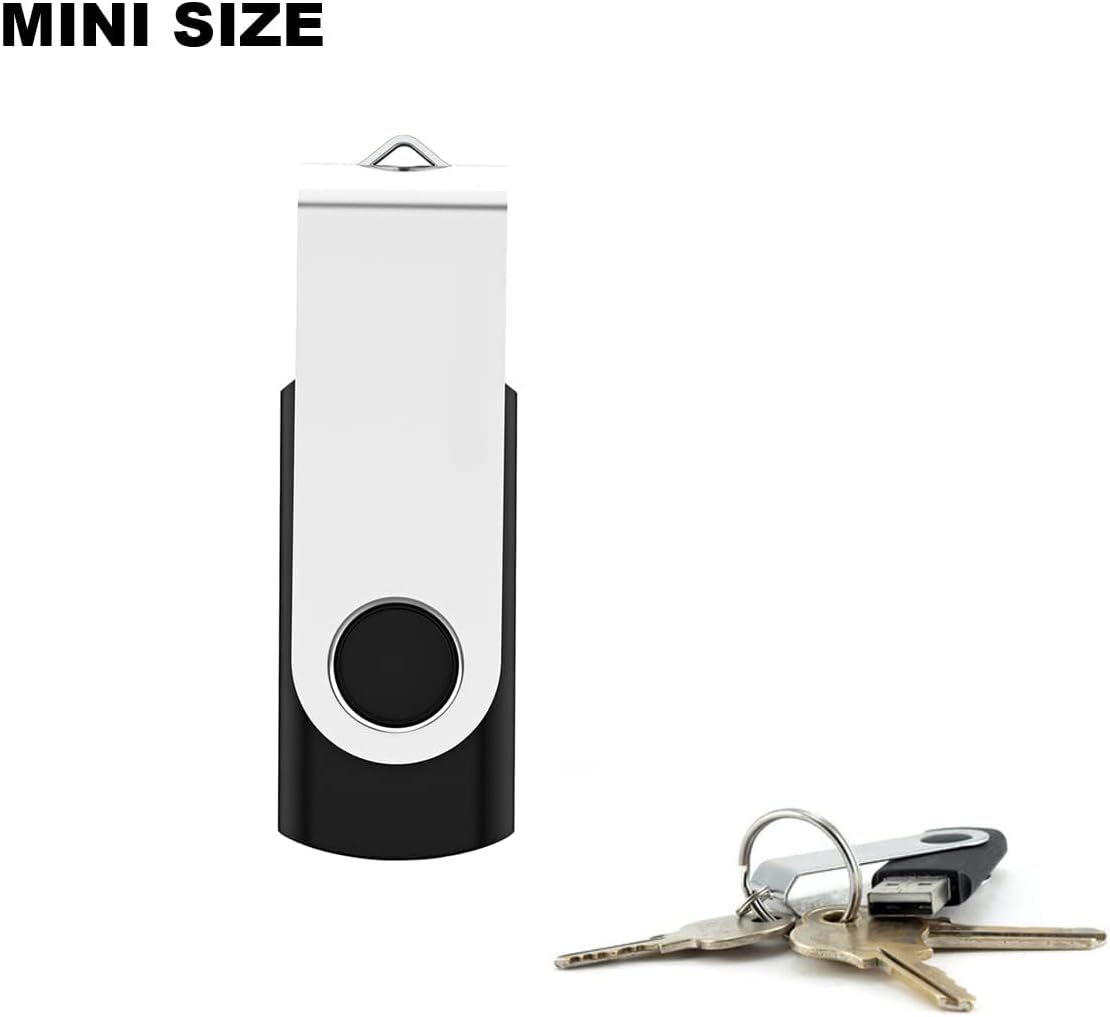 3 Pack 32GB USB Flash Drive with Type C Adapter and Storage Box USB 2.0 High Speed Metal Pen Drive 360° Rotatable Storage Memory Stick for Phone/Pad/PC/Laptop/Android - Black(3-Pack 32GB)