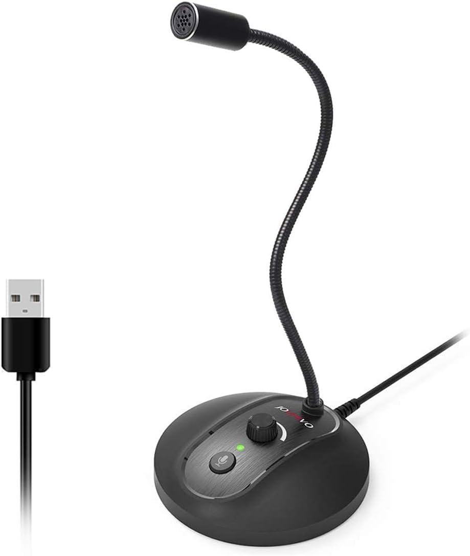 JOUNIVO USB Computer Microphone with Mute Button, Plug&Play Condenser, Desktop, PC, Laptop, Mac, PS4 Mic -360 Gooseneck Design -Recording, Dictation, YouTube, Gaming, Streaming