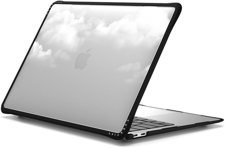 CASETiFY Impact MacBook Air 13" (M1/Intel) Case [Cushioned Impact Corners/Scratch-Resistant/Anti-Slip Grip] - Clouds - Clear Black