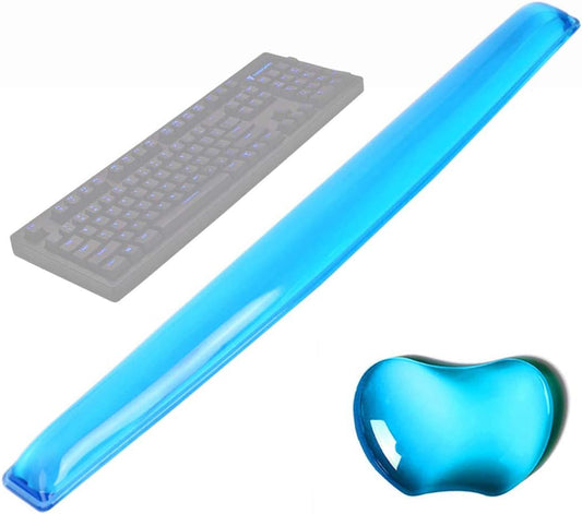 Gel Keyboard Wrist Rest Set Plus - ABRONDA Keyboard & Mouse Wrist Support Pad Office, Computer, Laptop, Mac - Durable, Comfortable and Pain Relief- Blue Set