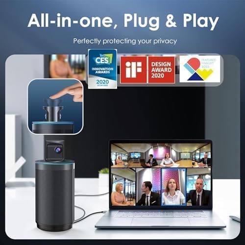 KanDao Meeting 360 Video Conference Camera, 8K Captured 1080P 360 Degree Meeting Room Camera, 8*Mics, 20W Speaker, Smart Tracking Zooming