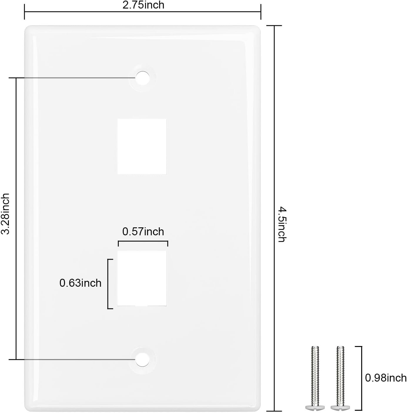 FGB 2-Port Keystone Wall Plate 20-Pack, Low-Profile Single Gang Wall Plates for RJ45, HDMI, and Coax Keystone Inserts, White