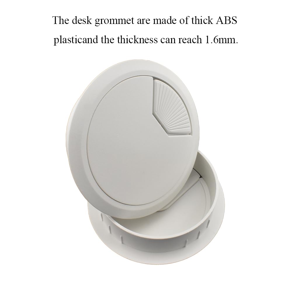 HAHIYO 2Pcs 3.15Inch/80mm White ABS Plastic Sector-Shaped Desk Grommet Wire Grommet Cable Management Cord Hole Cover Desk Wire Hole Insert Wire Organizer for Computer Office Home Equipment System