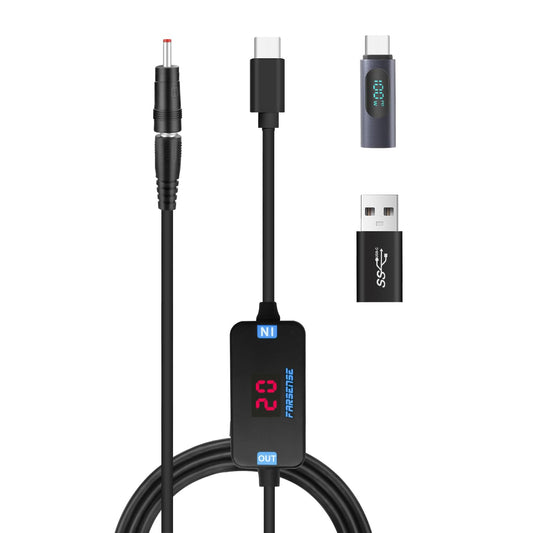FARSENSE USB C to DC Adapter,Barrel PD Trigger Cable(3.3ft) with Type C Male to Femal/USB A to USB C/3.5x1.35mm Tips/,USB to DC Power Cable can Switching and LED Display Voltage