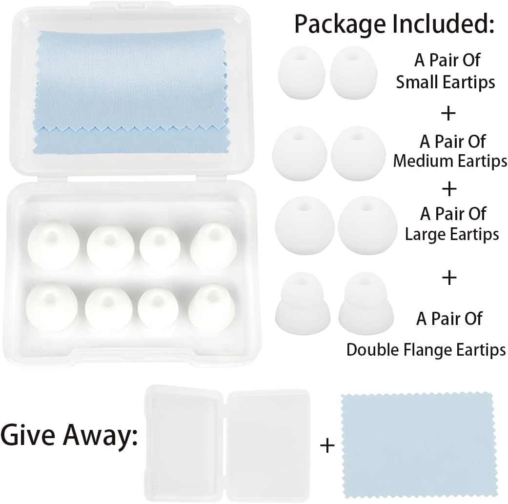 Earbud Tips Ear Tips Replacement Earbud Tips Earbud Replacement Tips Headphone Earbud Tips Earbud Tip Eartips Earbud Covers Compatible With Powerbeats Pro Beats Wireless Earphone 4 Pairs (White)