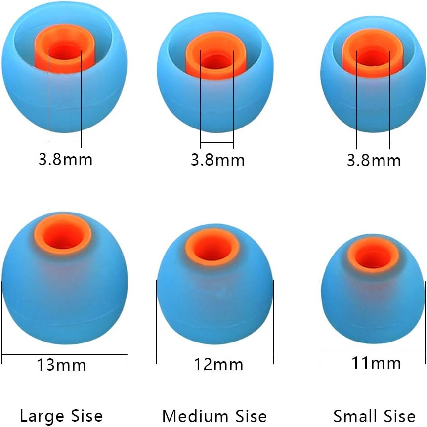 Brandless Earbud Tips Replacement - 9 Pairs SML, Blue, Black, White - Silicone & Plastic - Compatible with SENSO, TOZO, Sony & More