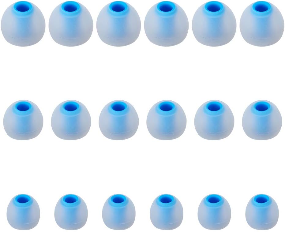 Earbud Tips Soft Silicone Earbuds Replacement Tips Fit for in-Ear Headphones(Inner Hole from 3.8mm - 4.2mm Earphones) 9 Pairs S/M/L,Transparent Blue