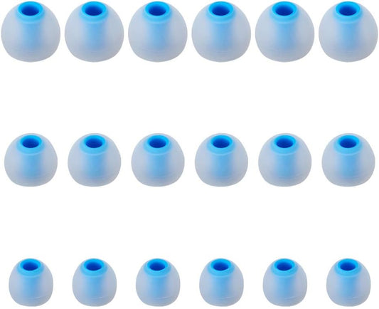 Earbud Tips Soft Silicone Earbuds Replacement Tips Fit for in-Ear Headphones(Inner Hole from 3.8mm - 4.2mm Earphones) 9 Pairs S/M/L,Transparent Blue
