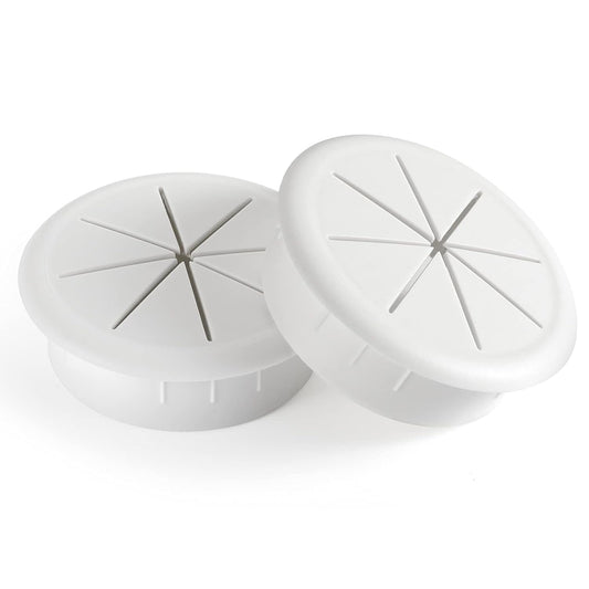 HYCC 2 Pack 2-3/8 Inch Flexible Desk Grommet,Organize Wires and Cables on Office Equipment, Computer Components, Entertainment Systems Effectively - Color: White