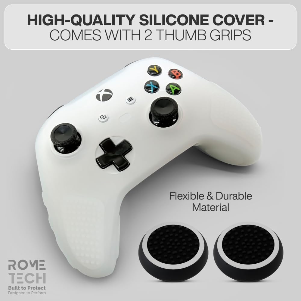 for Xbox Controller Series X/S (2024/2023) Silicone Protective Cover, Soft Skin Xbox Controller Accessories, Anti-Slip Cover with 2 Joystick Caps (White)
