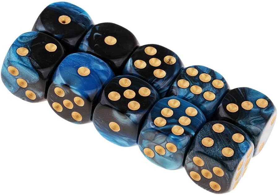 20PCS Polyhedral Dice D6 Dice 16mm Acrylic 6 Sided Dice Game Dice for RPG MTG DND Dice Table Games (Blue Black and Red Black)