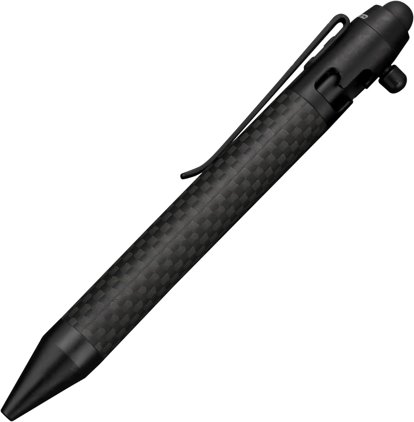 Cool Hand 4.9'' Carbon Fiber Bolt Action Pen Stylus for Touch Screen, Ballpoint Ink Refillable, Compact Size, Skelton Out Deep Pocket Clip for Easy Carring
