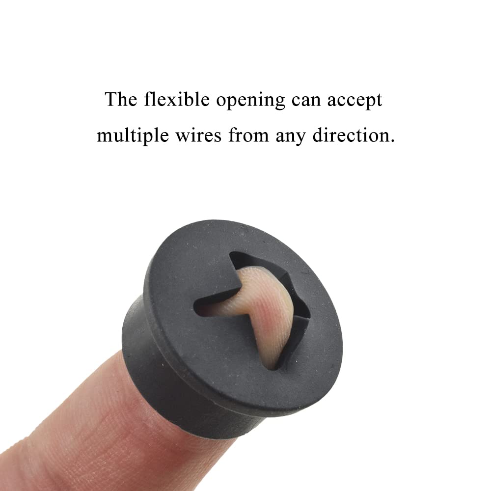 HAHIYO 4Pcs 0.8Inch/20mm Black Flexible Rubber Desk Grommet Wire Grommet Cable Management Cord Hole Cover Desk Wire Hole Insert Wire Organizer for Computer Office Home School Equipment Systems